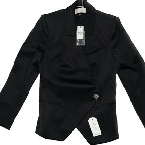 EXPRESS Women’s Blazer - Black Satin Double Breasted Lapel Blazer NWT Sz Medium